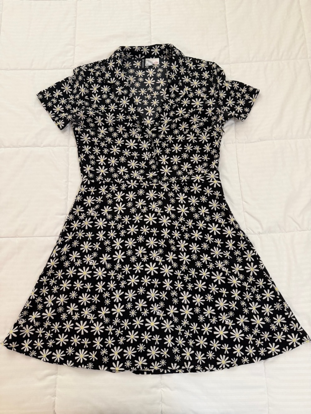 H&M Black Dress with White Daisy Print